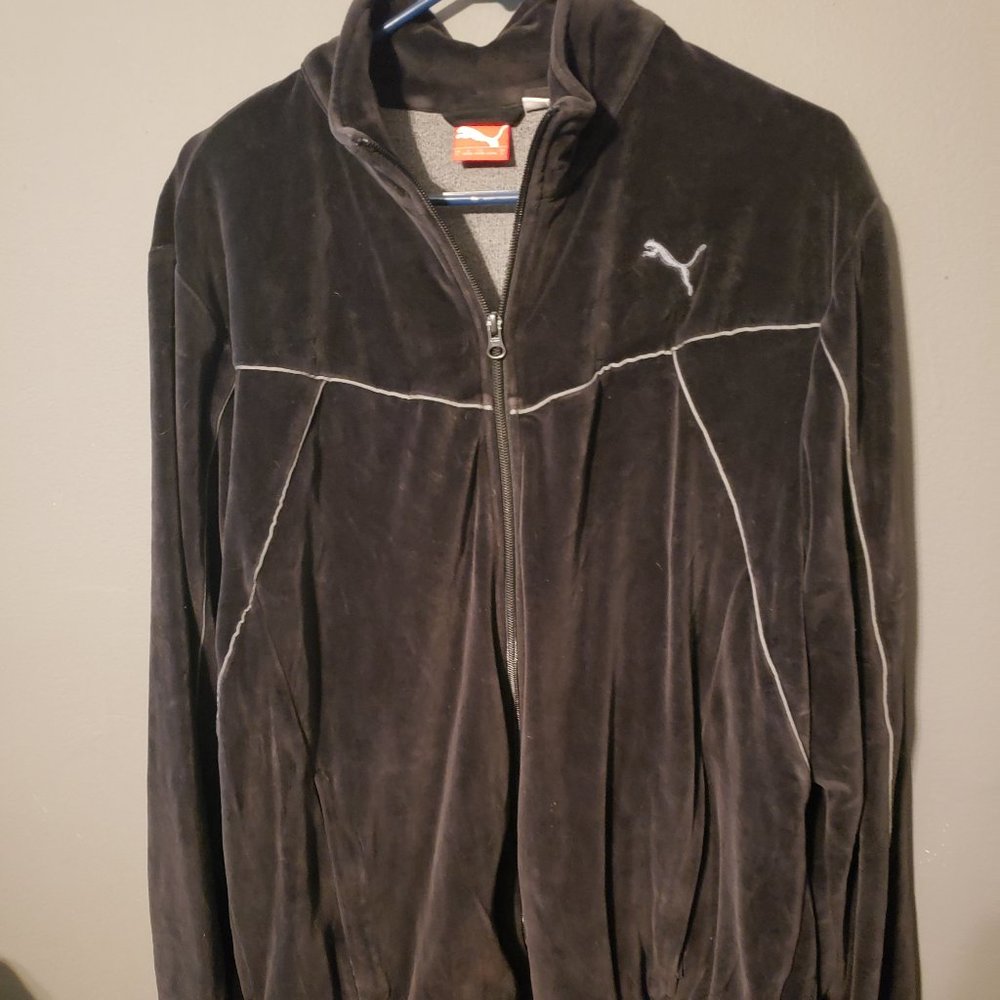 MENS PUMA VELOUR GLOSSY TRACK JACKET SIZE L